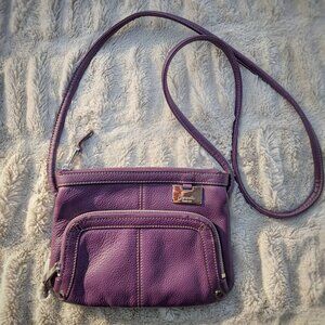 Vintage TIGNANELLO Vibrant Plum Purple Pebbled Leather Crossbody Bag